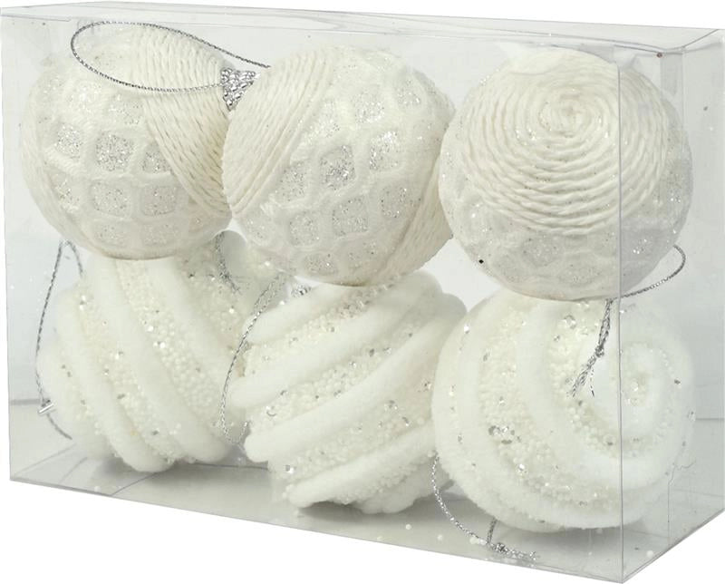 MA MAISON BOX DA 6 SFERE LUX DA 10 CM IN COLORE BIANCO