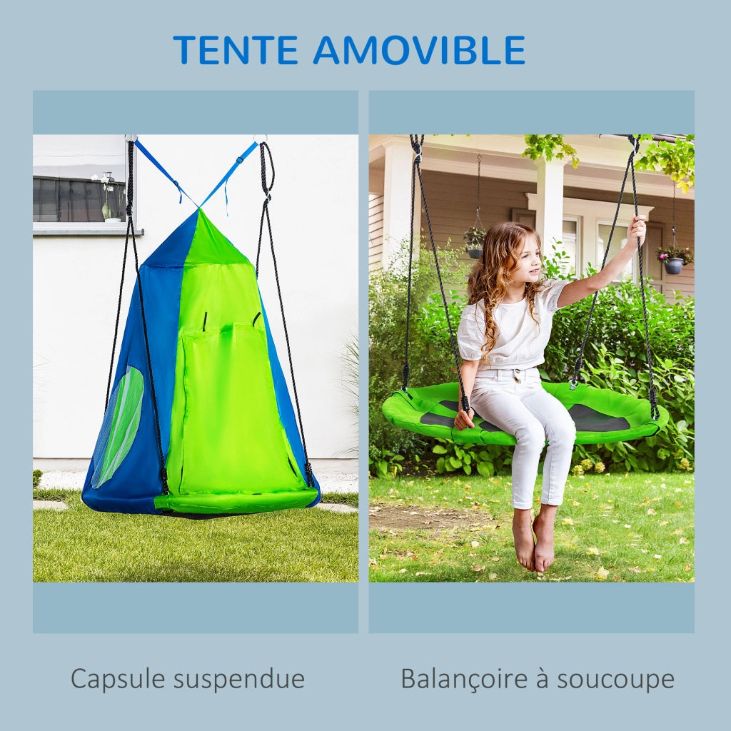 Altalena Nido d'Uccello Rotonda con Copertura ¨C zephmum ¨C Verde e Blu