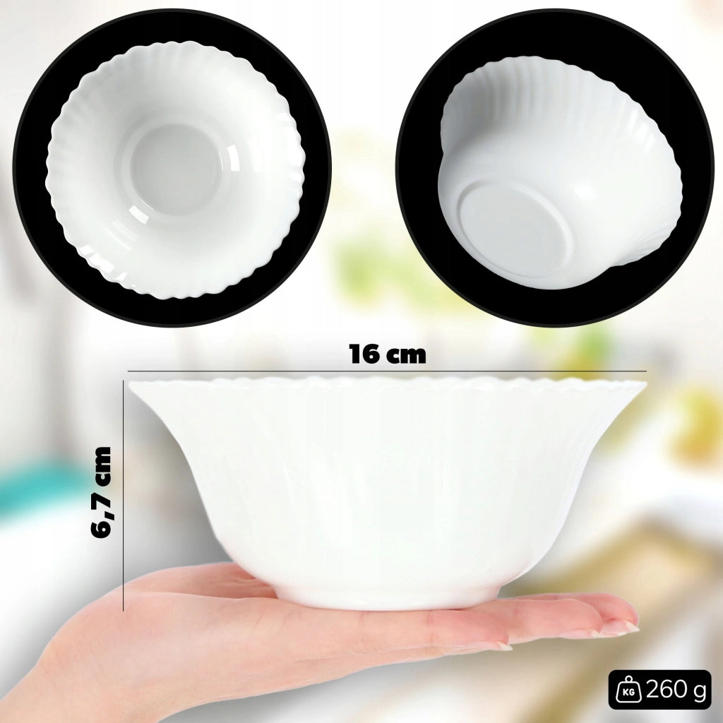 Ciotola in vetro KADAX per insalata, snack, insalata, 15 cm, ciotola per zuppa, bianca