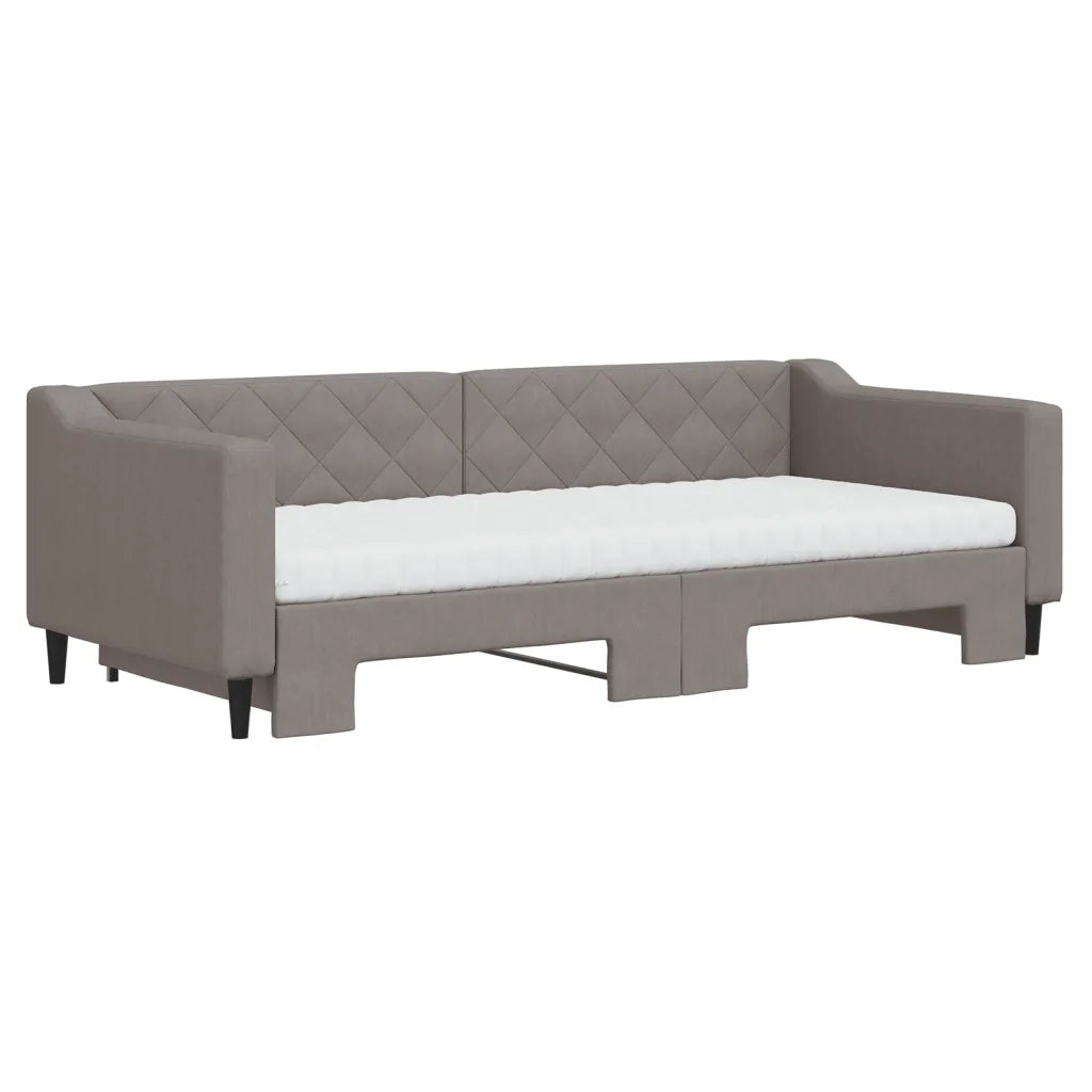 Divano Letto Estraibile con Materassi Tortora 90x200 cm Tessuto
