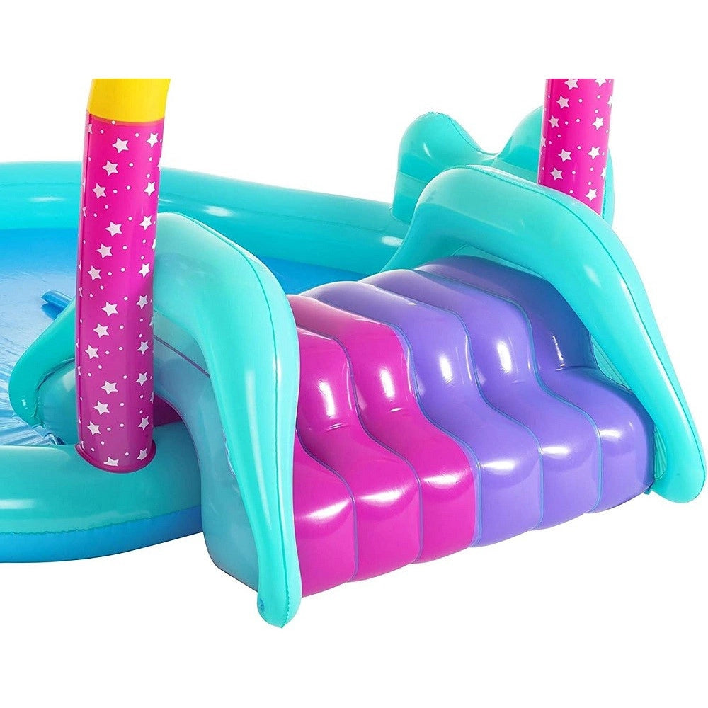 Trade Shop - Play Center Magico Unicorno Piscina 274x198x137cm Scivolo Anelli Bacchetta 53097 -