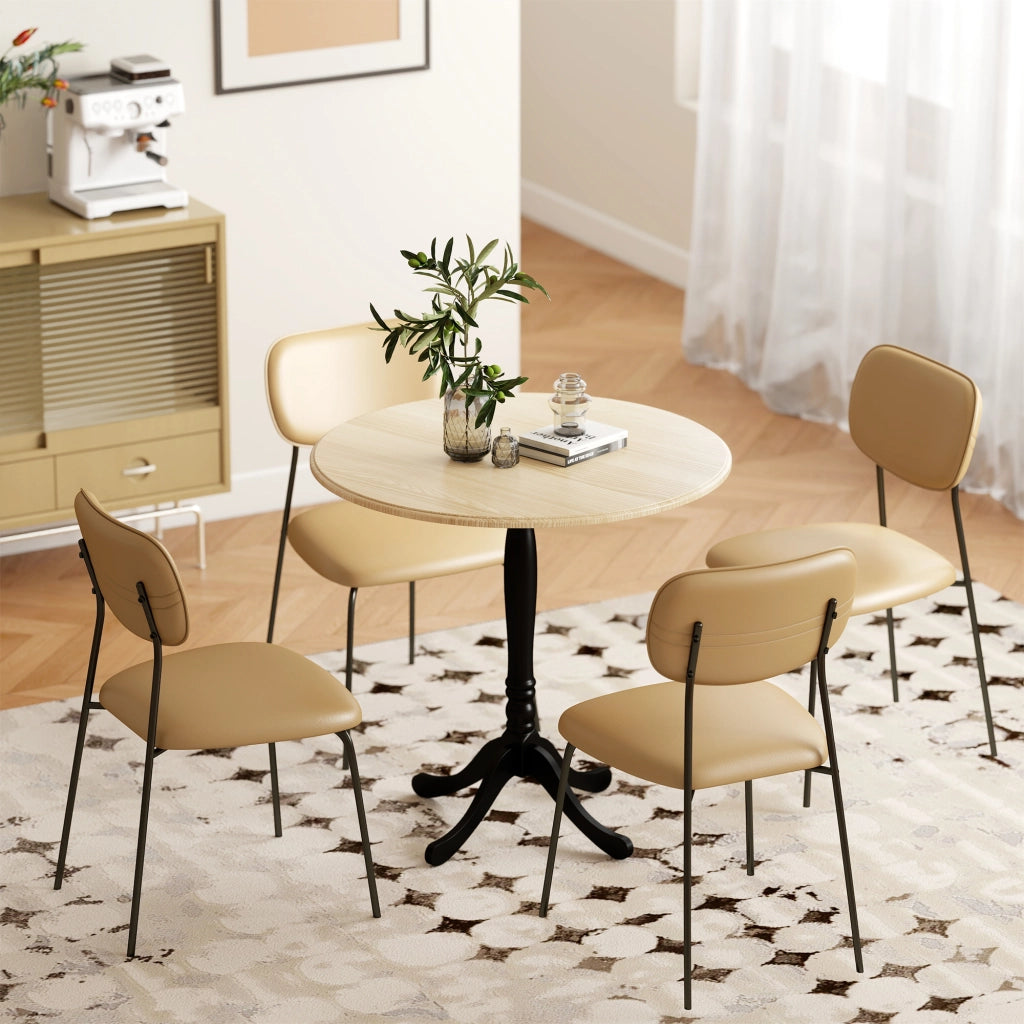 Tavolo da pranzo rotondo per 4 persone ¨C zephmum ¨C legno naturale e nero, ?80 cm