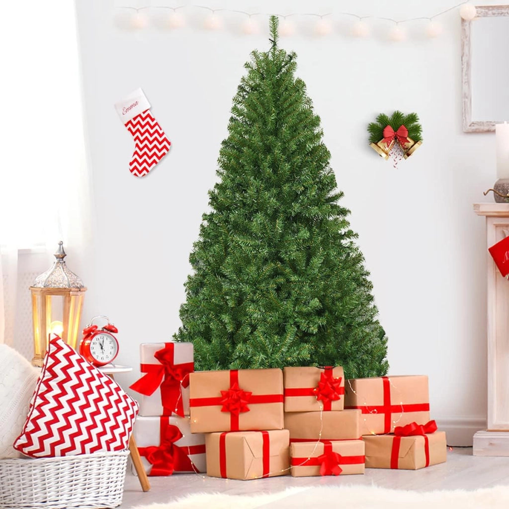 Albero di Natale 120/150/180/210 cm, Albero di Natale con Luci Incorporate 11 Modalità di Illuminazione, 300/600/1000/1570 Rami e Base in Metallo, Perfetta per Casa e Negozio (180cm)