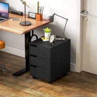 Mobile portaoggetti per ufficio su ruote, 3 cassetti, 40x50x57,5cm, nero