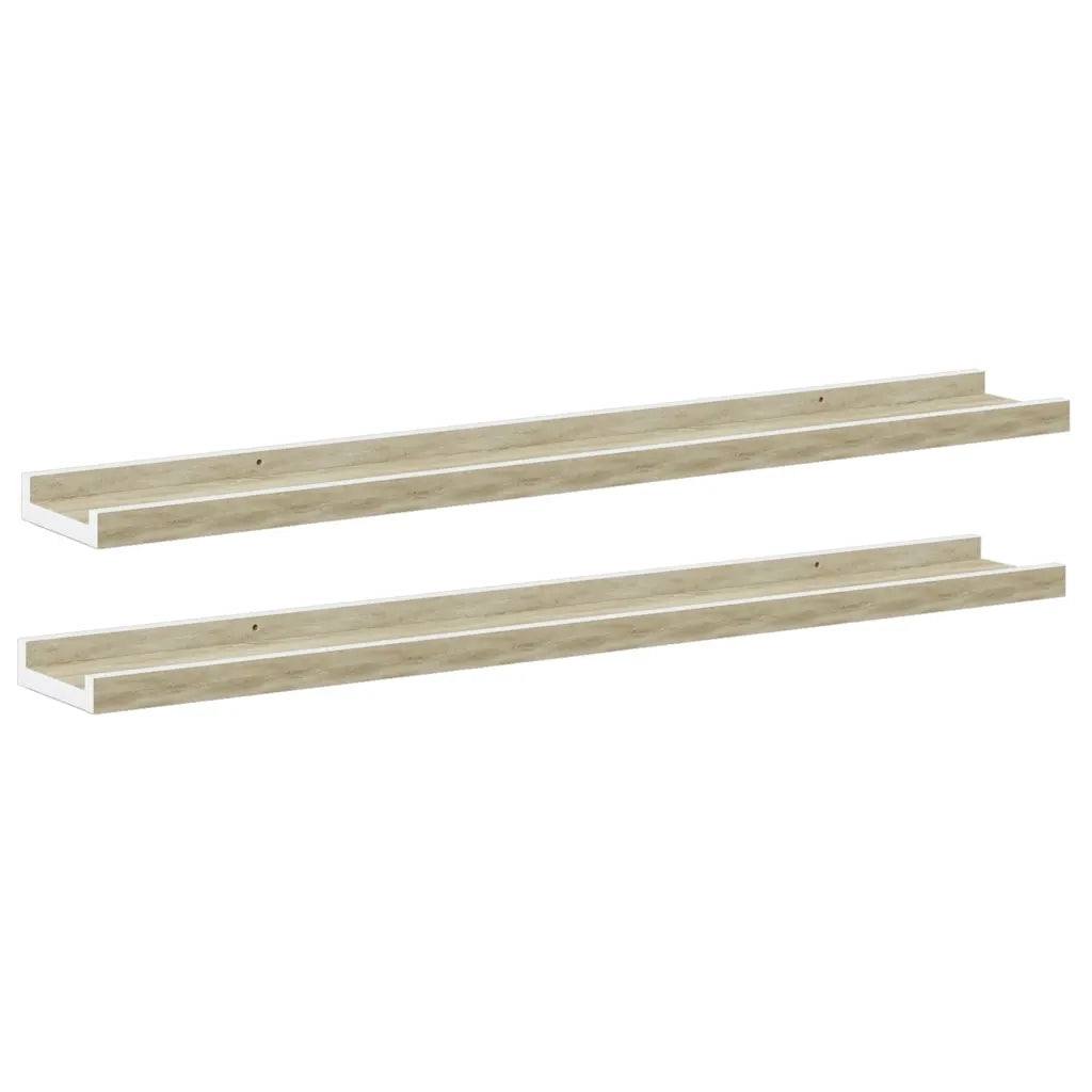 Mensole da Parete 2 pz Bianco e Rovere Sonoma 80x9x3 cm 326691