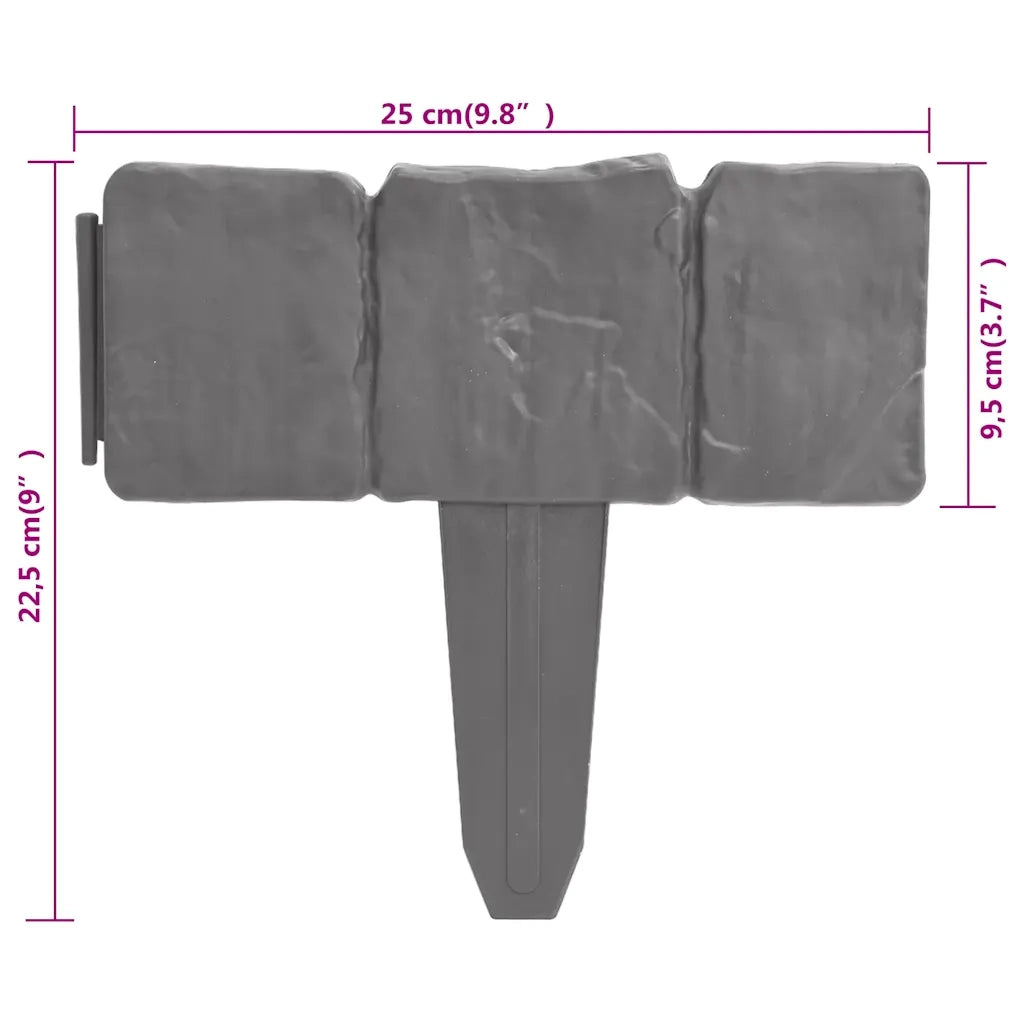 Recinzione Giardino/Prato in Plastica 41 pz Aspetto Pietra 10 m 40917