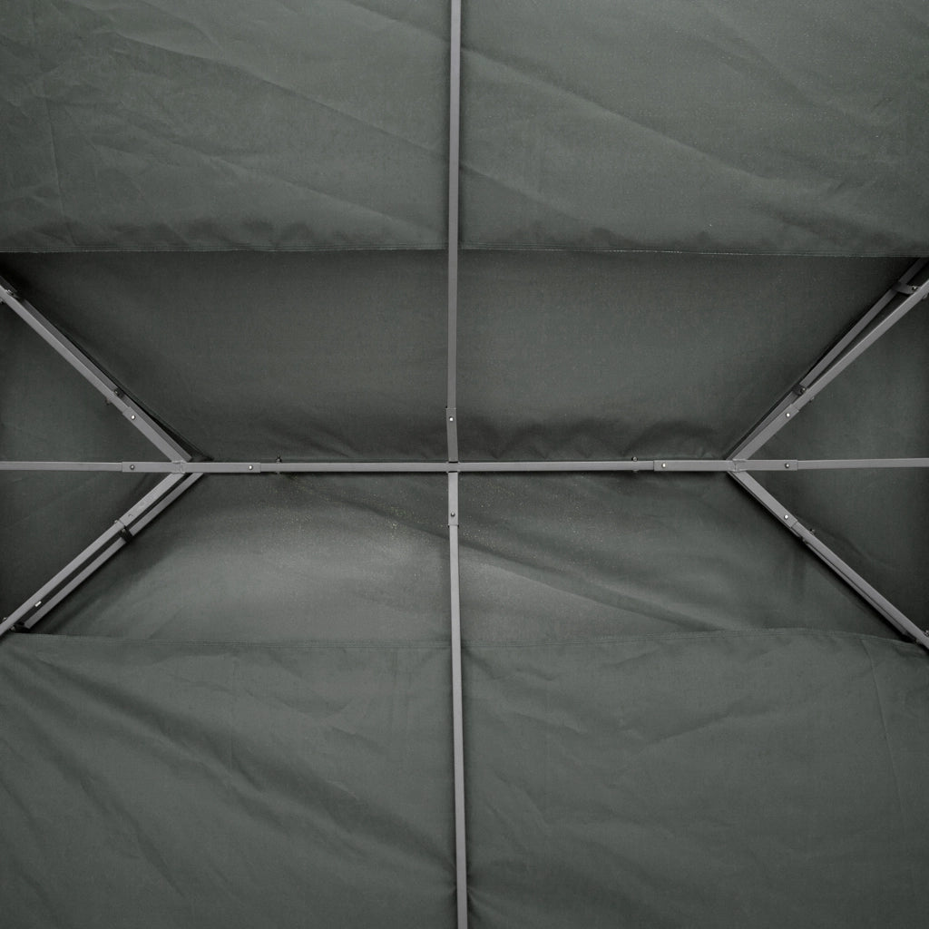 Copertura per Gazebo 4x3 m a 2 Livelli in Poliestere con Cinghie e 10 Fori di Drenaggio, Grigio Scuro