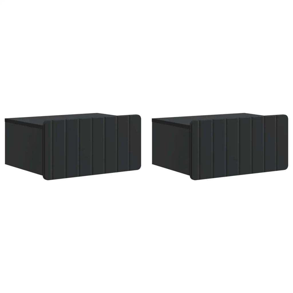 Mobiletto da notte a muro 2 pcs Nero 49 x 34,5 x 24 cm 898278