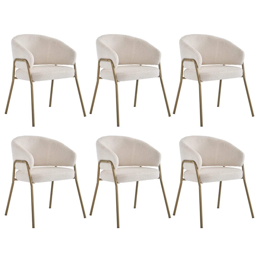 Sedia da pranzo moderna in velluto bianco con gambe dorate, design elegante