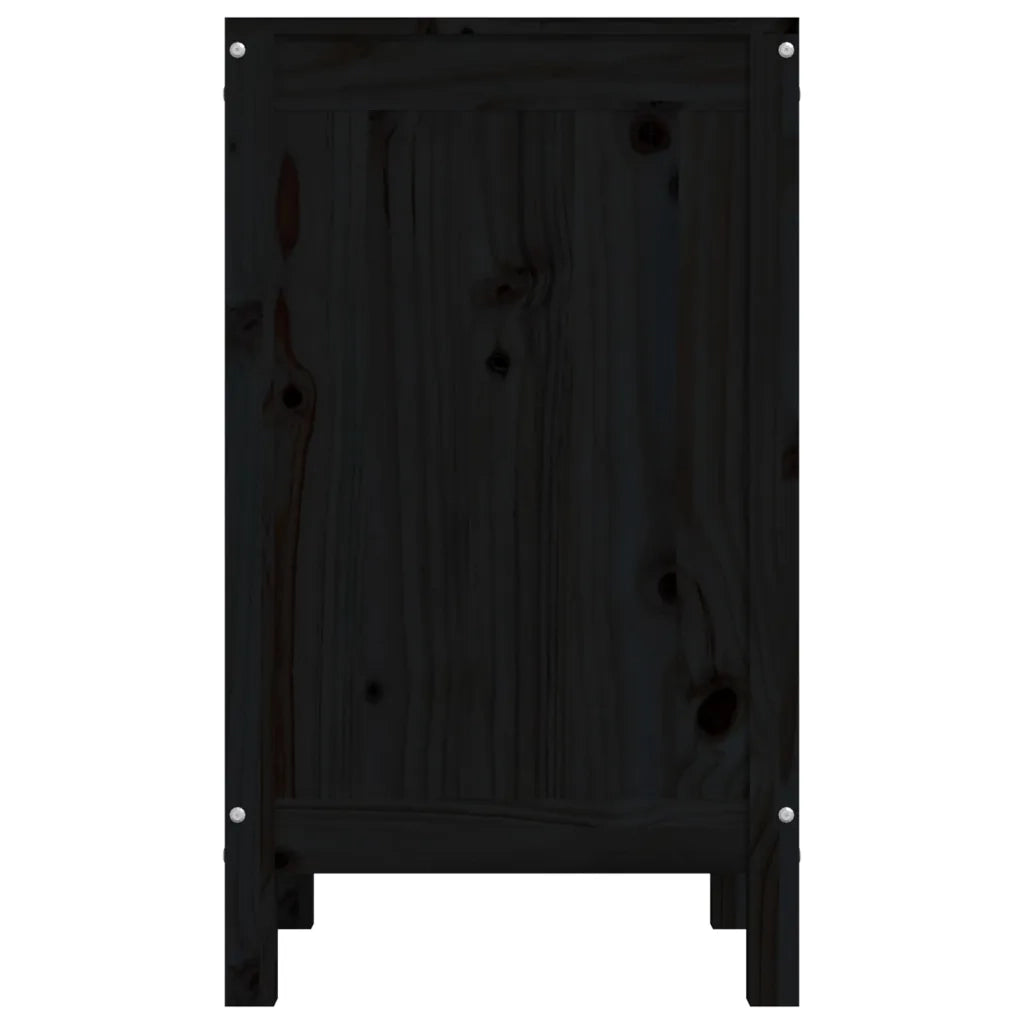 Contenitore per Bucato Nero 44x44x76 cm Legno Massello Pino 823578