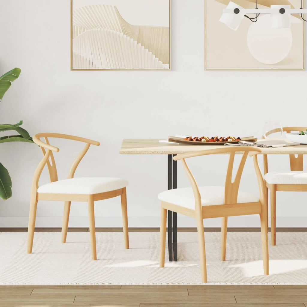 Sedia da pranzo 2 pcs Naturale e chiaro Legno di gomma solido