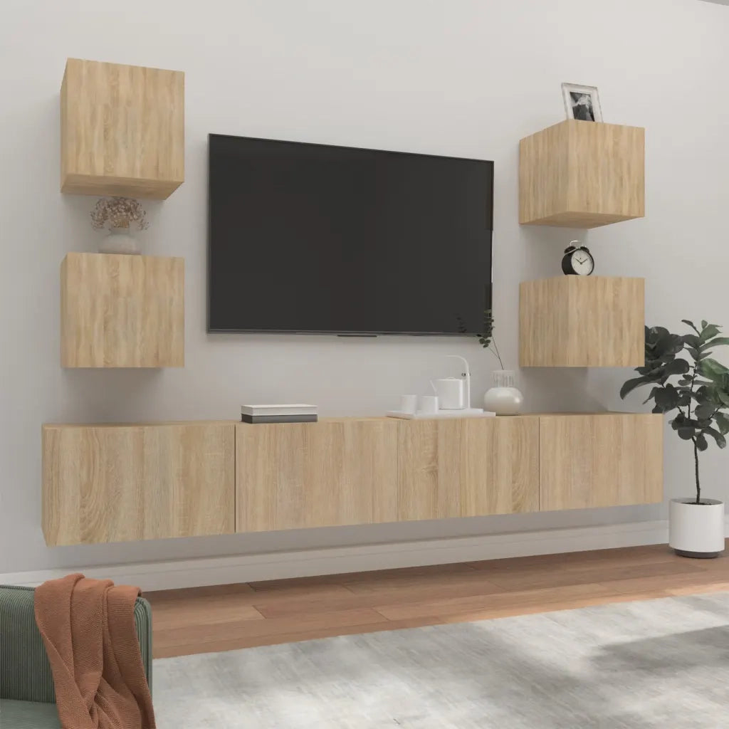 Set di Mobili Porta TV 6 pz | Armadietto TV | Mobile Porta TV Rovere Sonoma in Legno Multistrato