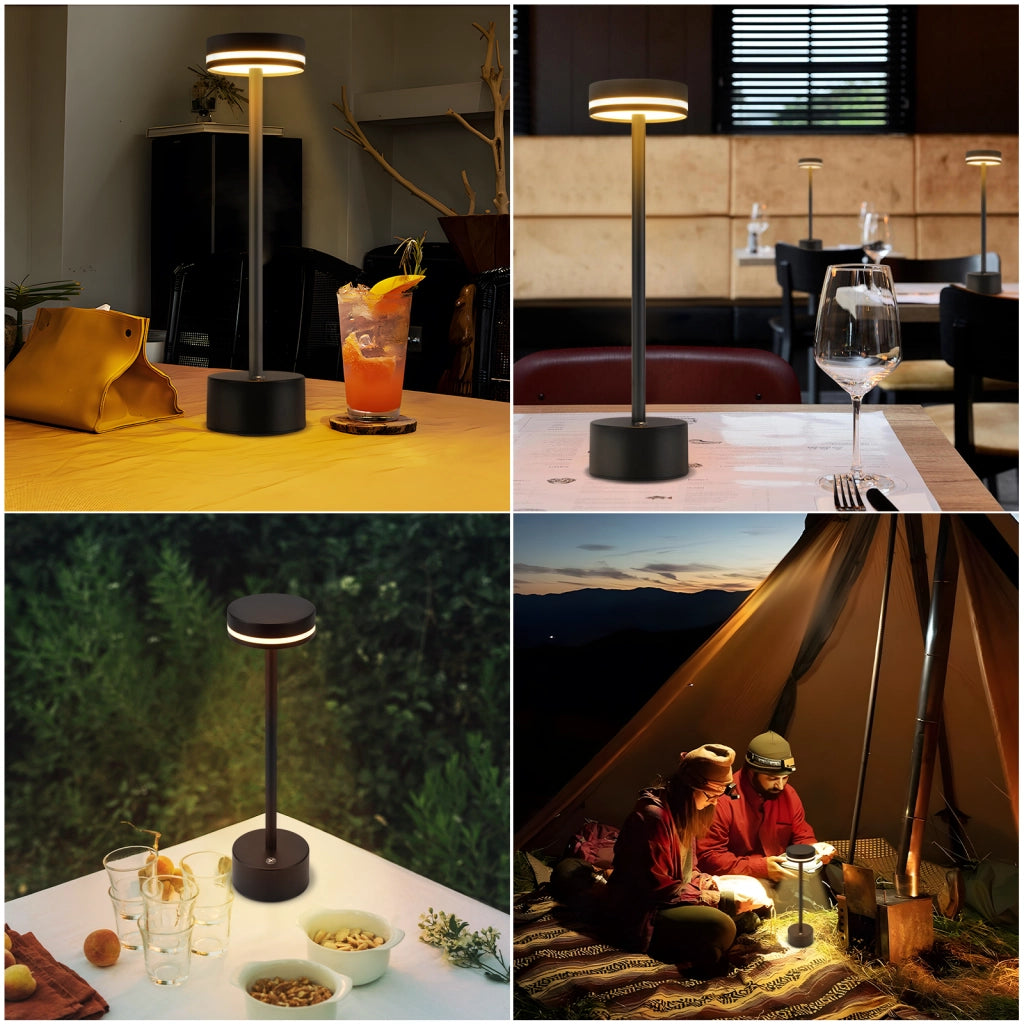 ZMH Lampada da tavolo LED nera H32cm per comodino camera letto