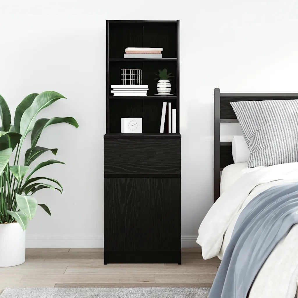 Comodino Nero 39x35x125 cm in Legno Multistrato