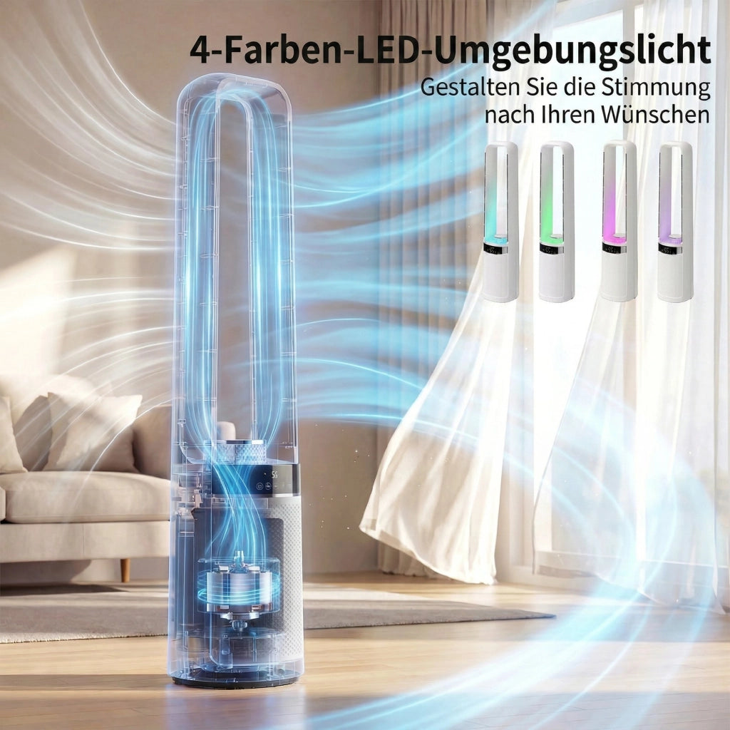 Ventilatore da soffitto senza pale con oscillazione 45¡ã ¨C zephmum ¨C LED, telecomando, 3 velocit¨¤, timer 12h