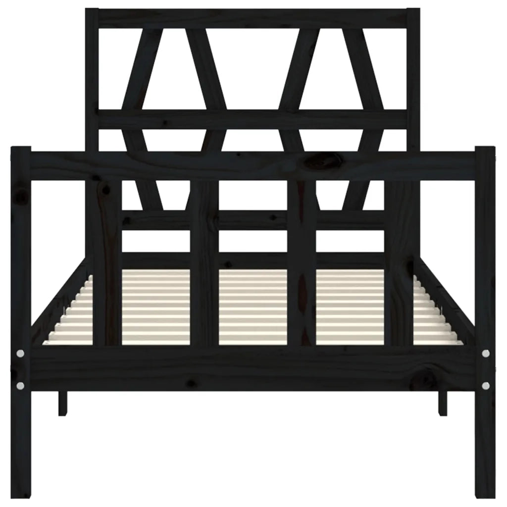 Giroletto con Testiera Nero Small Single in Legno Massello 3192455