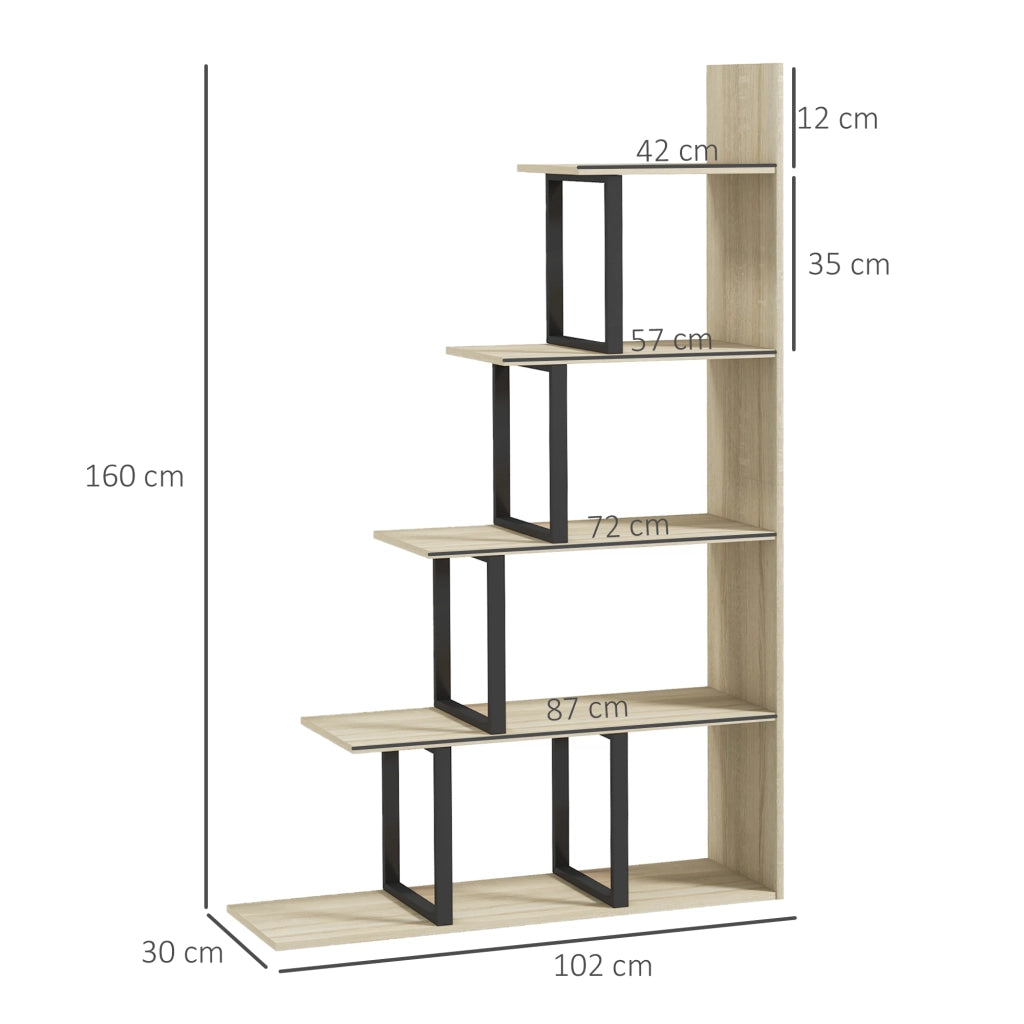 Libreria scaffale divisorio stile industriale ¨C zephmum ¨C quercia 102x30x160 cm