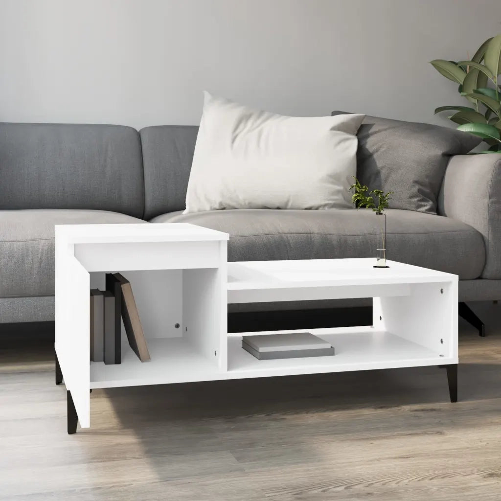 Tavolino da salotto | Tavolino da caff¨¨ | Tavolino da Soggiorno Bianco 100x50x45 cm in Legno Multistrato