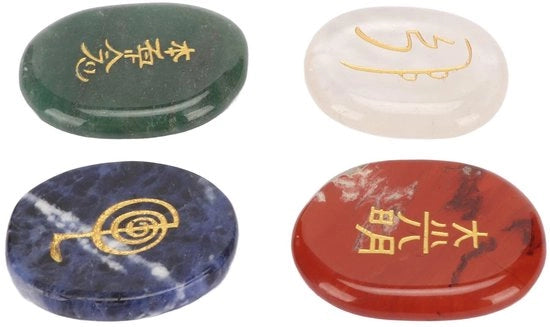 Set di 4 Cristalli Reiki Incisi per Meditazione Balanciante