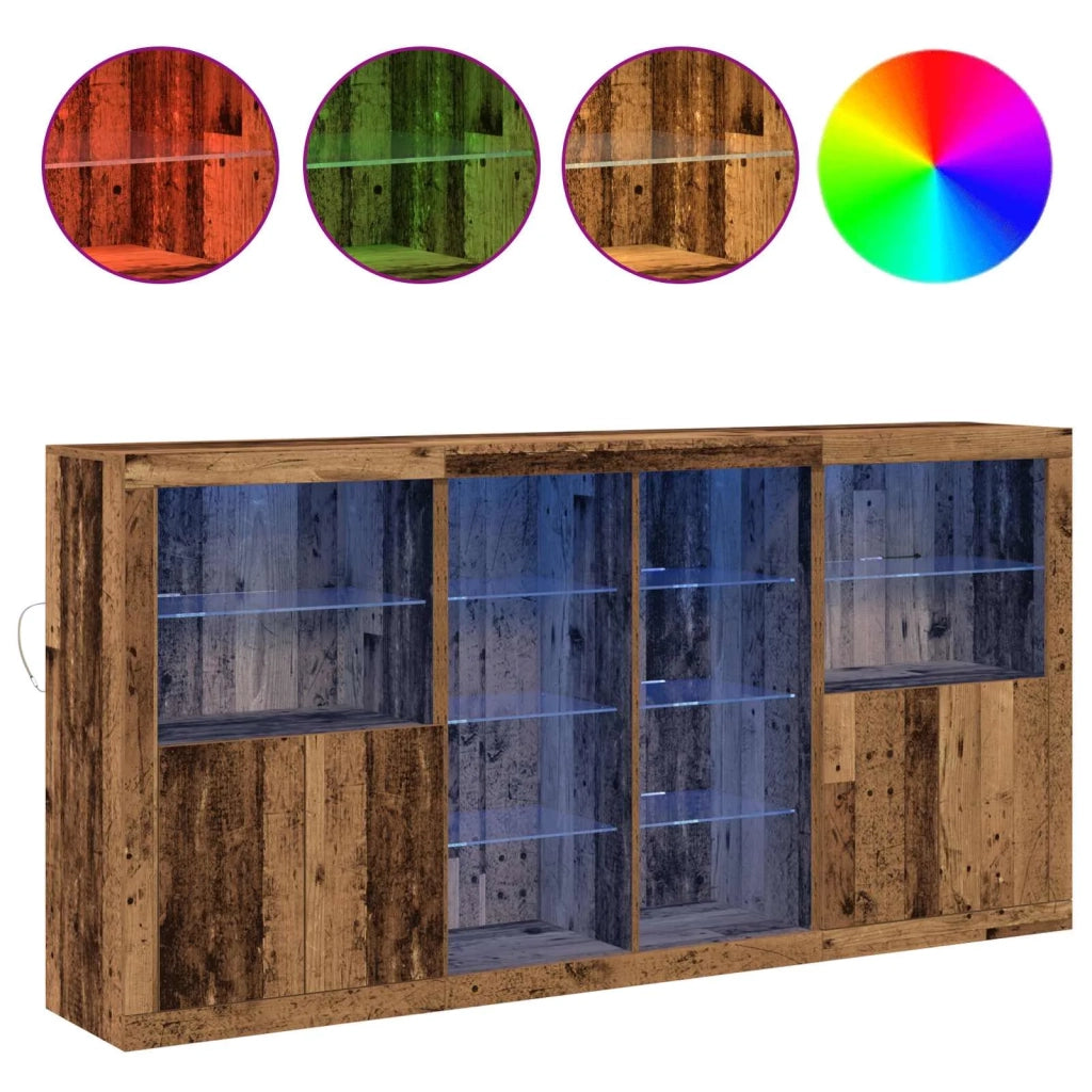 Madia LED 3 pcs Legno vecchio 202 x 37 x 100 cm 3333126