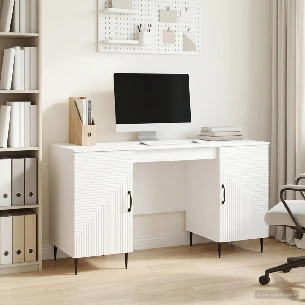Scrivania Bianco Lucido 142,5 x 50 x 75 cm Legno ingegnerizzato 3414607