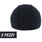 Trade Shop - 3 Pz Cuffia Piscina Mare Nuoto Pressata Monocolore Nera Con Fascia Elastica 2 Cm -