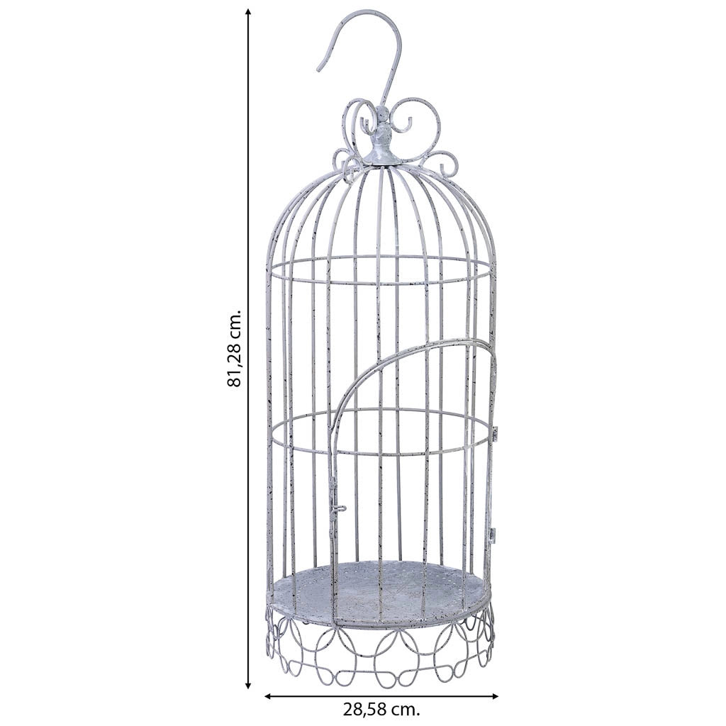 Gabbia decorativa in metallo grigio 28,58x28,58x81,28h cm