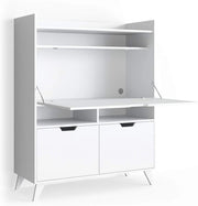 Scrivania per segretaria Berdi, Bianco, 110 x 45 cm, adatto come postazione di lavoro per home office o studio