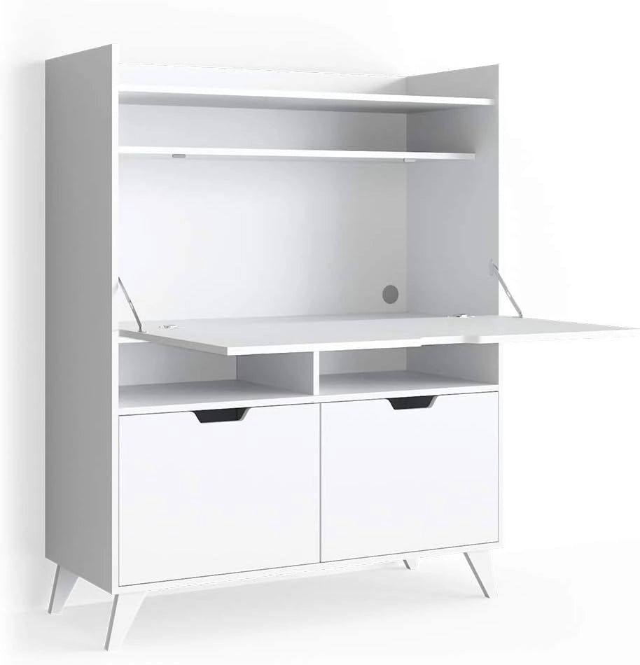 Scrivania per segretaria Berdi, Bianco, 110 x 45 cm, adatto come postazione di lavoro per home office o studio