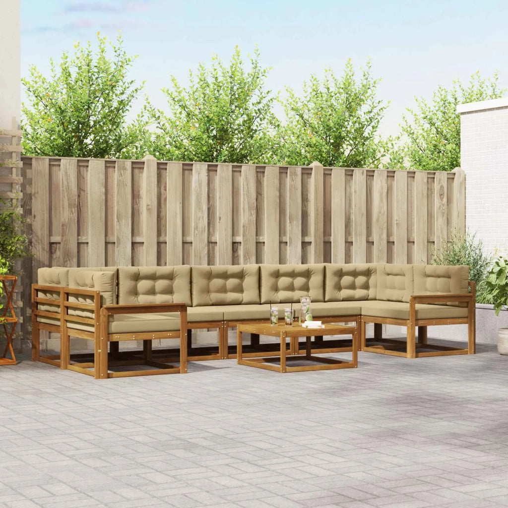 Set di divani da esterno con cuscino 8 pcs Naturale e Beige