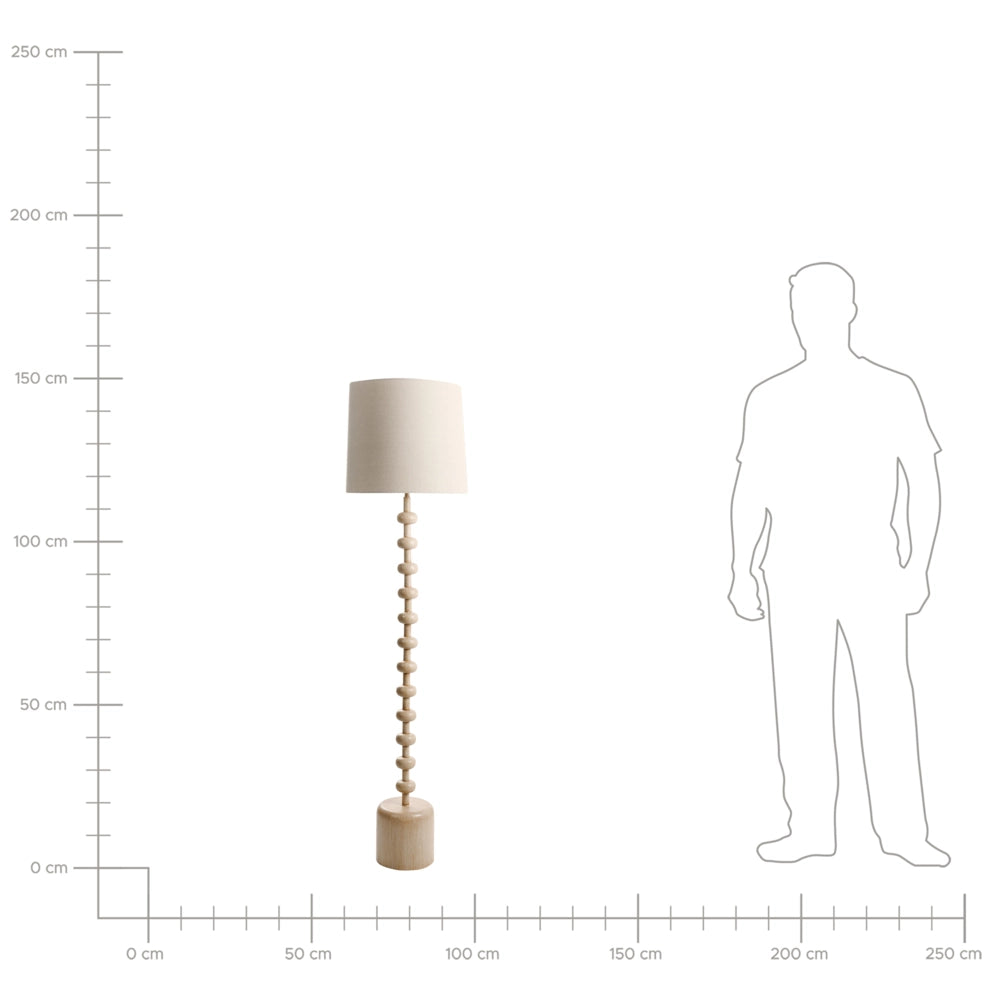 Lampada da terra Supporto in metallo marrone chiaro Paralume in tessuto Design con perline Stile classico