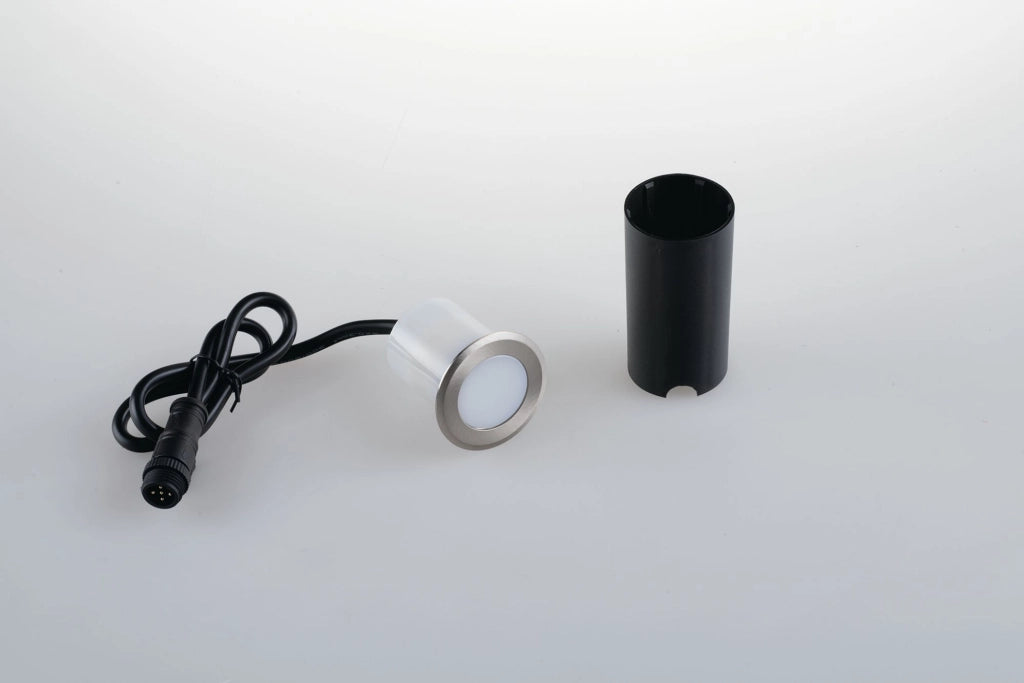 SEGNAPASSI CALPESTABILE A INCASSO LED SPRINT DC24V ACCIAIO 1,5W 60LM RGB + 4000K IP67 5X4,9CM