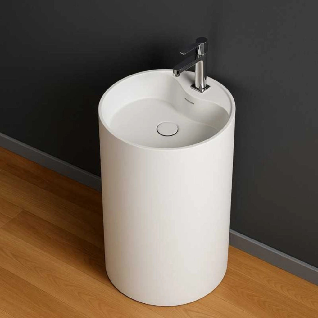 Lavabo monoforo free standing klaus plus artificial stone bianco opaco matt *** confezione 1