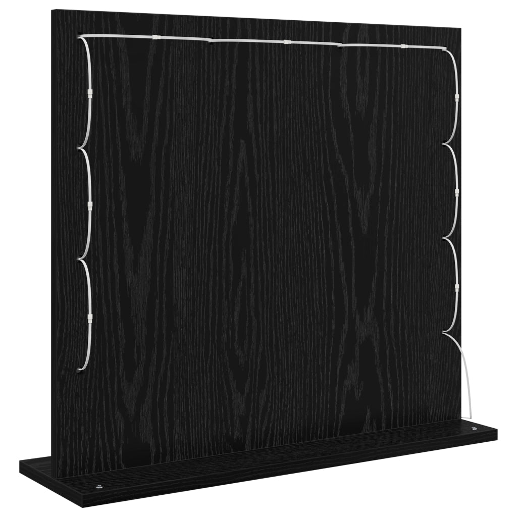 Specchio da toeletta con luci a LED Rovere Nero 60x55x18 cm