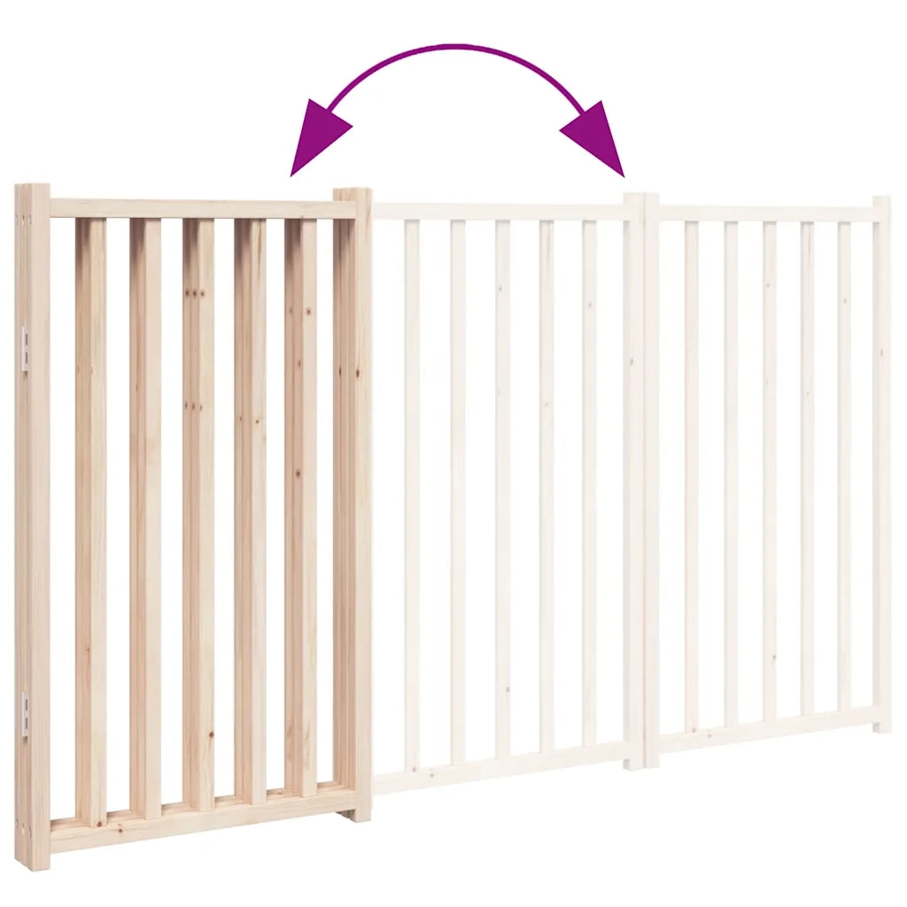 Cancelletto per cani pieghevole a 3 pannelli 150 cm in legno massello di abete 352270