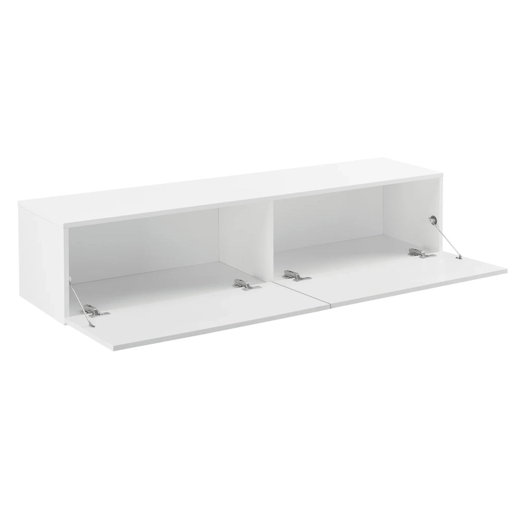 Mensola porta TV da parete di design con 2 cassetti 140 cm bianco 03_0005187