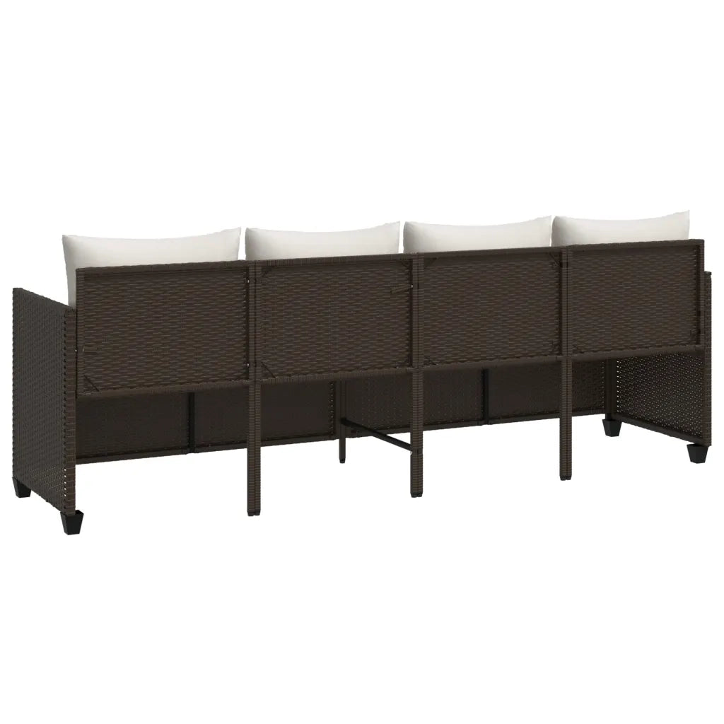 Lettino Prendisole con Cuscini MarroneÂ in Polyrattan