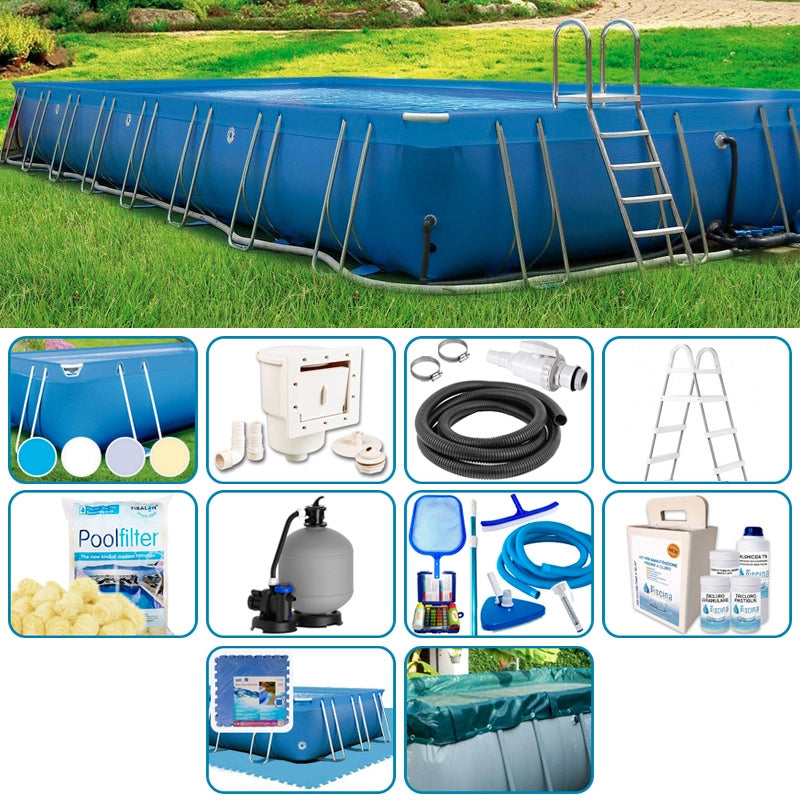Piscina Fuori Terra Italika® Soft Rettangolare 12,80 X 6,80 H.1,40 M - Kit Plus