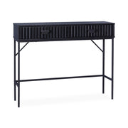 Consolle con effetto legno scanalato nero a 2 cassetti, 100cm, nero