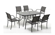SET PLAYA DINING ANTRACITE 150X85XH73CM TAVOLO + 6 SEDIE - SALMAR
