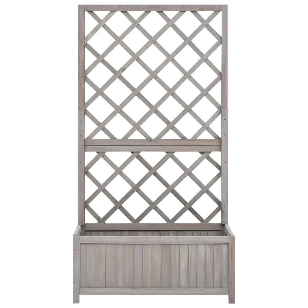 Fioriera | Cassetta per fiori | Vaso con Traliccio Grigia 70x30x135 cm in Massello di Abete