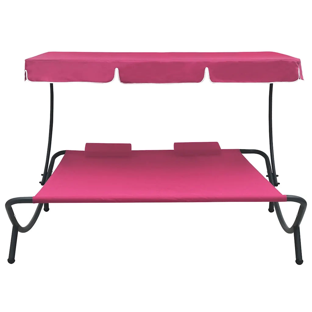 Lettino Prendisole con Baldacchino e Cuscini Rosa 313524