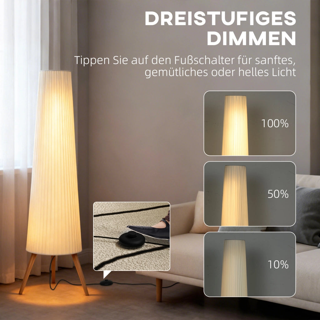Lampada da terra ¨C zephmum ¨C Bianco, Legno, 46x46x153 cm