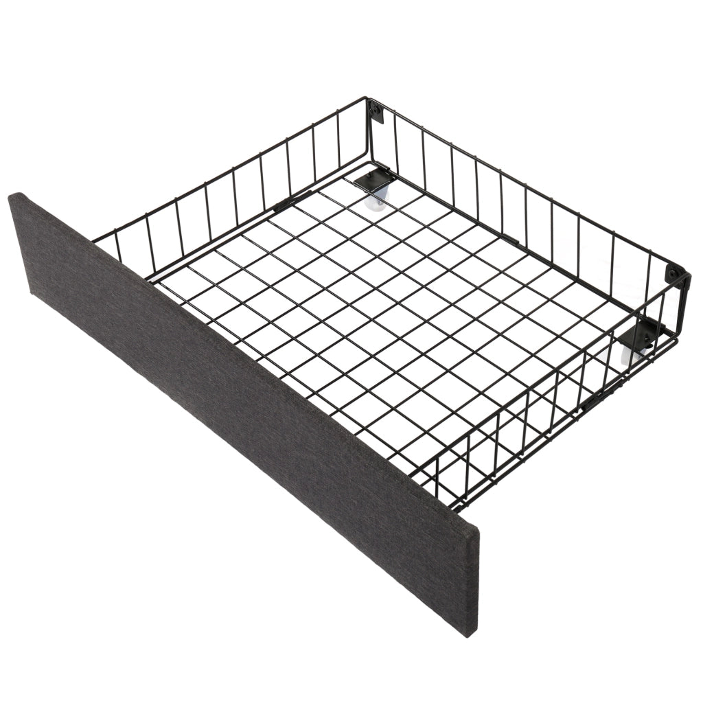 Letto imbottito matrimoniale 160x200 cm con LED; rete a doghe; contenitore; grigio scuro in lino e acciaio