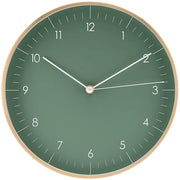 Orologio da parete silenzioso con meccanismo orario a quarzo, stile minimalistico e moderno, regalo decorativo per l'illuminazione di casa, 24 cm, in verde e oro.