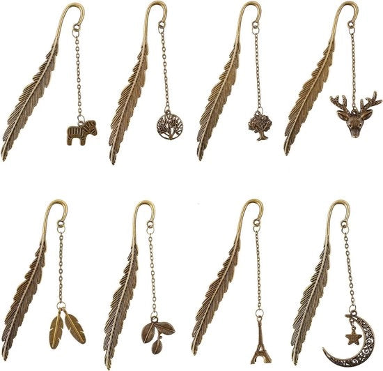 Viste metalliche per cartelle - clip per libri vintage - regalo creativo per lettori - per bambine e bambini - 8 pezzi