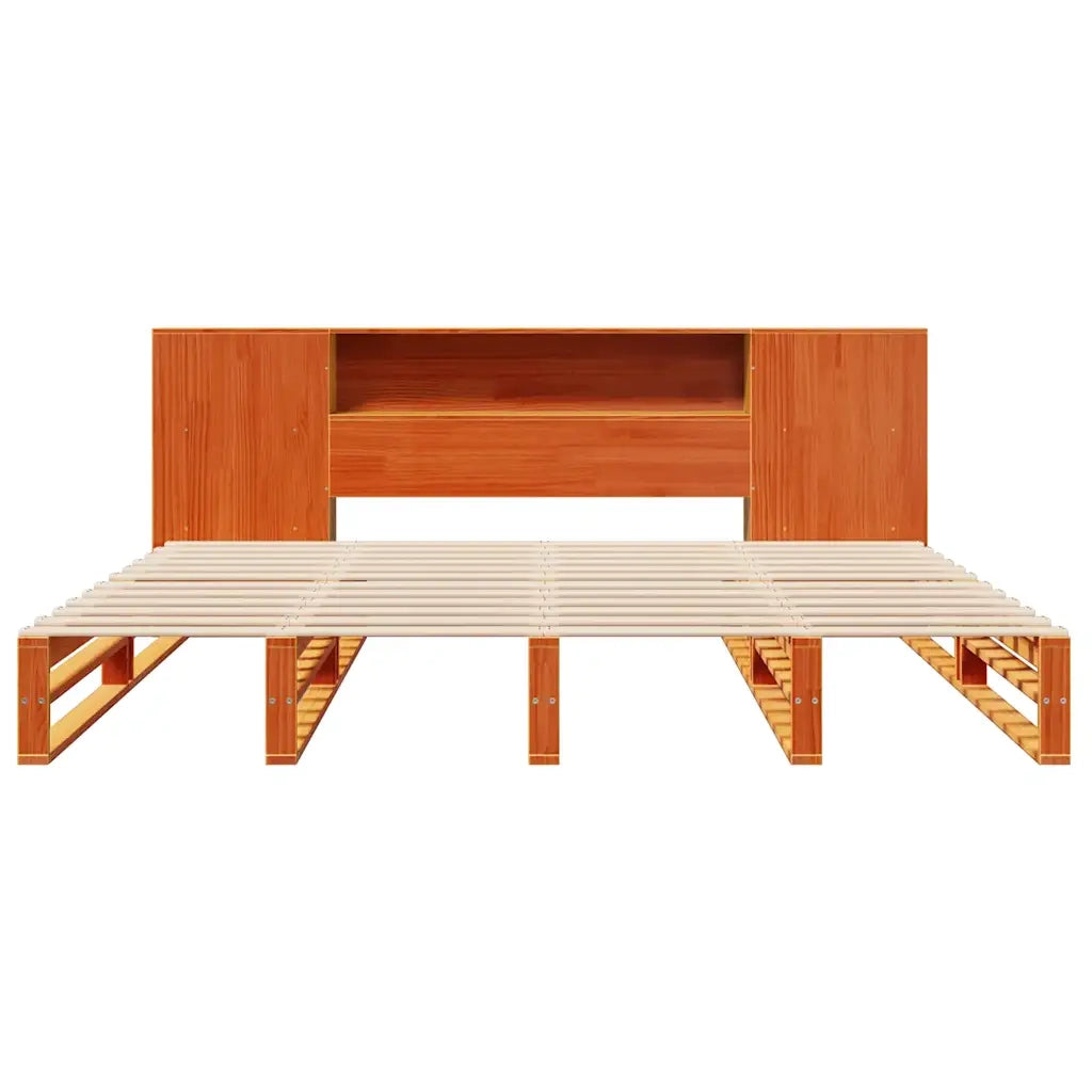 Letto Libreria senza Materasso Marrone Cera 200x200 cm Legno 3323889