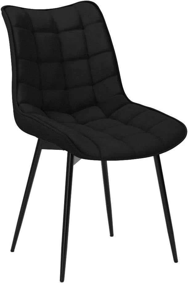 BH142sz-6 Sedie Sala da Pranzo Design Retrò Sgabello Imbottito con Rivestimento in Velluto Nero 6 Pezzi