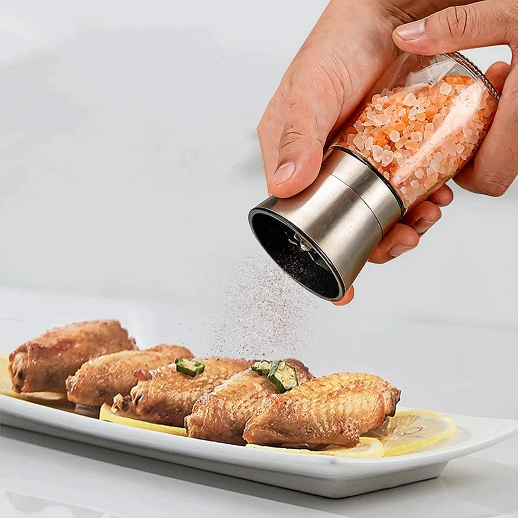 Macinini per sale e pepe Manuel Inox e Vetro Ultra Resistente Solido Argento Cheffinger