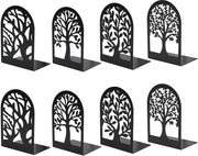 Sostegno per libri Metallico Nero - 8 pezzi - Antiscivolo - Progettazione di sicurezza - Disegno a rami - Solido 17,5 x 12 x 8,5 cm - Libreria per libri